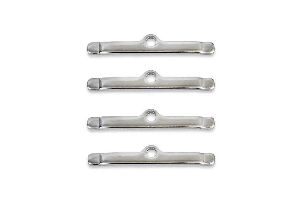 9817 – MR GASKET Valve Cover Hold Down Tab Set, Long Style Chrome Plated Steel 1/4 Inch Diameter Holes Set Of 4